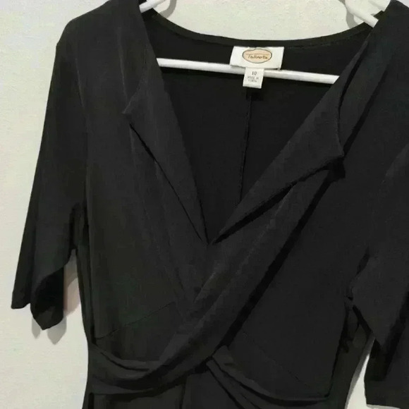 Talbots Vintage Black Dress Size 10 Gathered Wrap Waist Knee Length Half Sleeve - Picture 4 of 7
